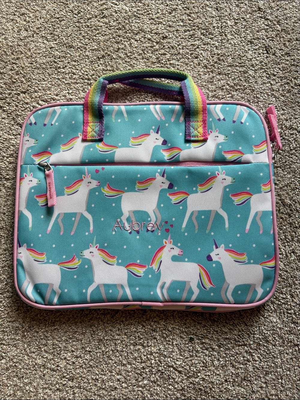 Pottery Barn Kids Unicorn Tech Device Sleeve with Rainbow Handles (Personalized)